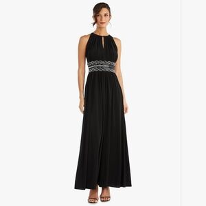 R&M Richards Black Maxi Dress with Silver Accents